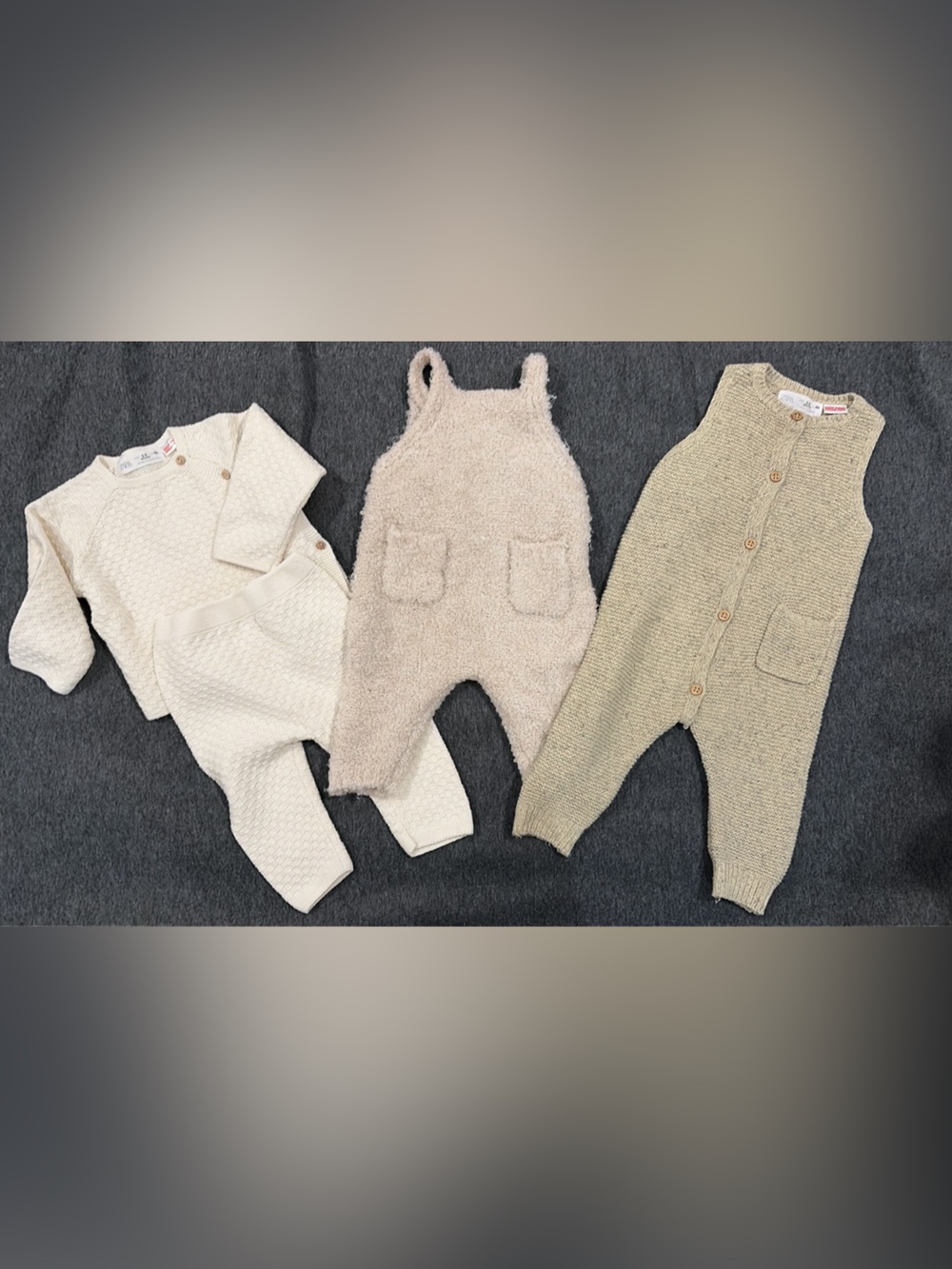 Zara Neutral Knit Baby Outfits - 0-6M